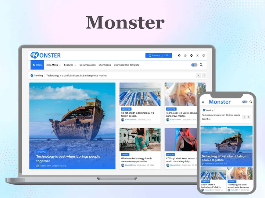 Monster blogger template Monster blogger template
