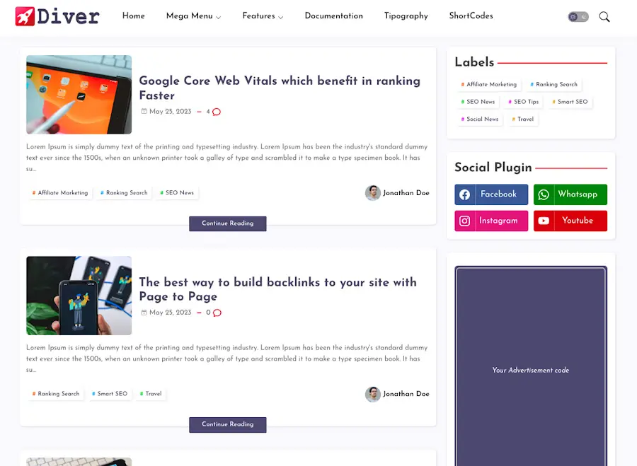 Diver Blogger Template Diver Blogger Template