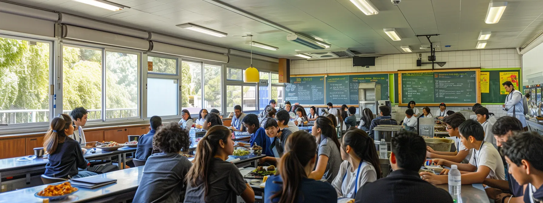 a vibrant classroom filled with eager students engaging in hands-on culinary training.